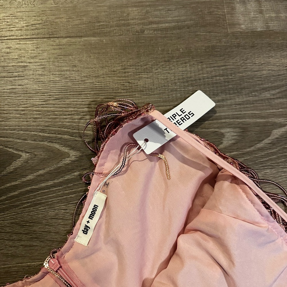 Triple Threads NWT Pink Feather Sequin Dress - Picture 3 of 3